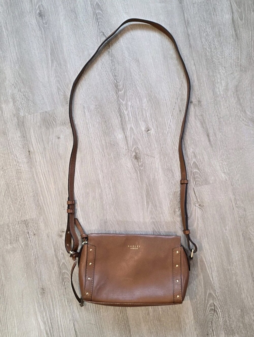 Radley London Pebbled Honey Brown Leather Small Crossbody Handbag